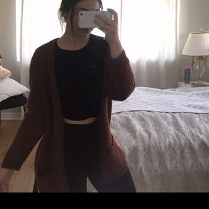 Burgundy Knitted Cardigan